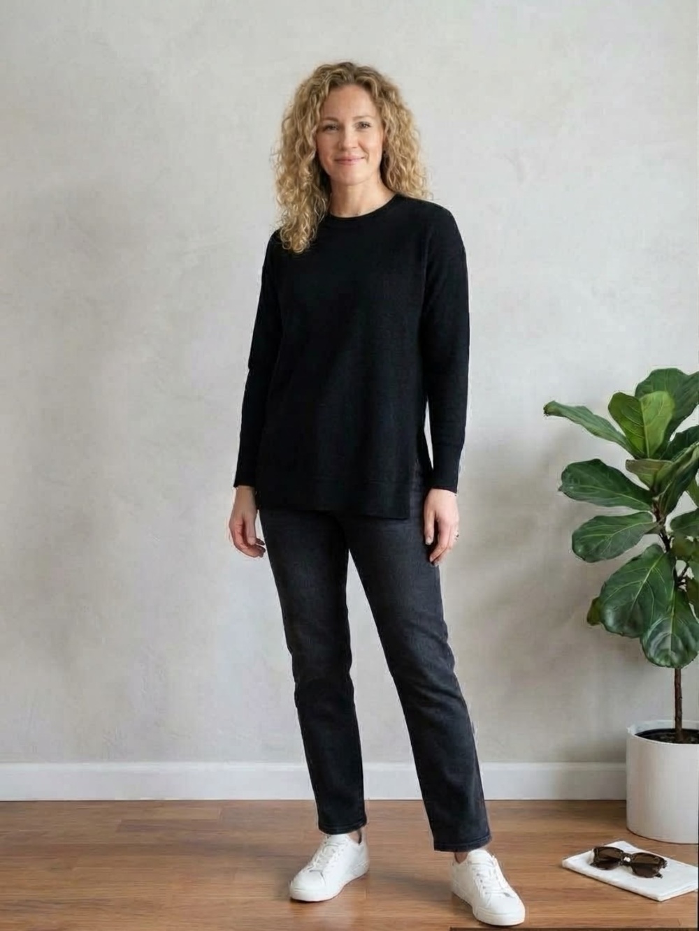 Athleta Alpine Wool Cashmere Crewneck Sweater Black Size S